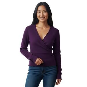 Casmari Purple Cashmere Blend Wrap Sweater
